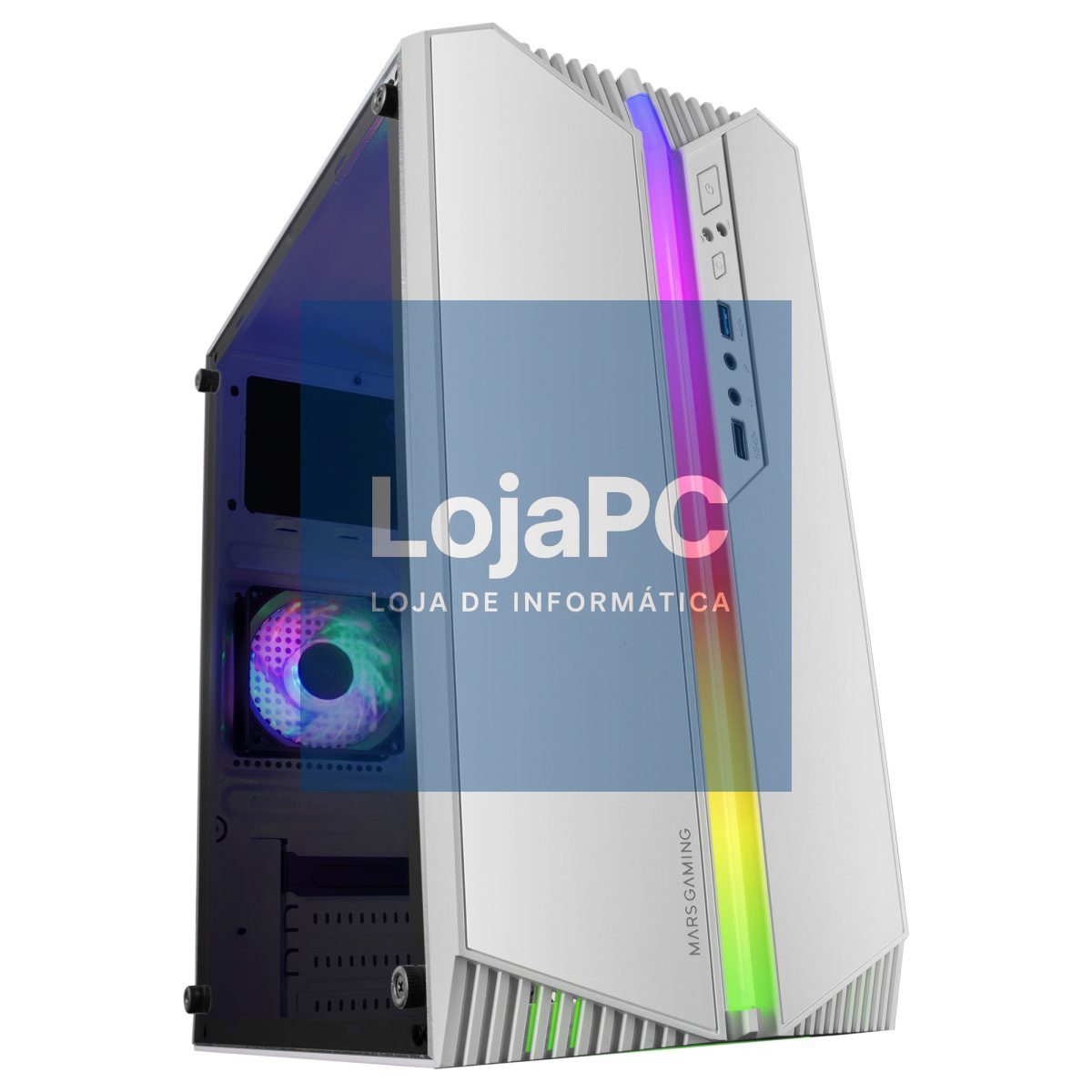 MARS GAMING MC-S1 MICRO-ATX CASE, ARGB FRONT LINE, FRGB FAN, WINDOW, WHITE