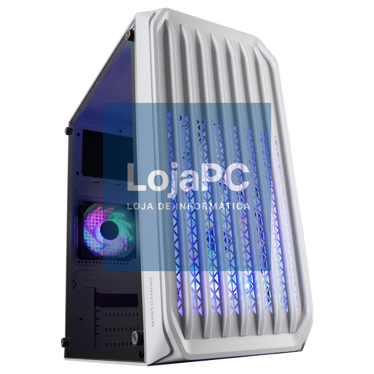 MARS GAMING MC-S2 MICRO-ATX CASE, 2X FRGB FAN, FRONT MESH, WINDOW, USB 3.0, WHITE