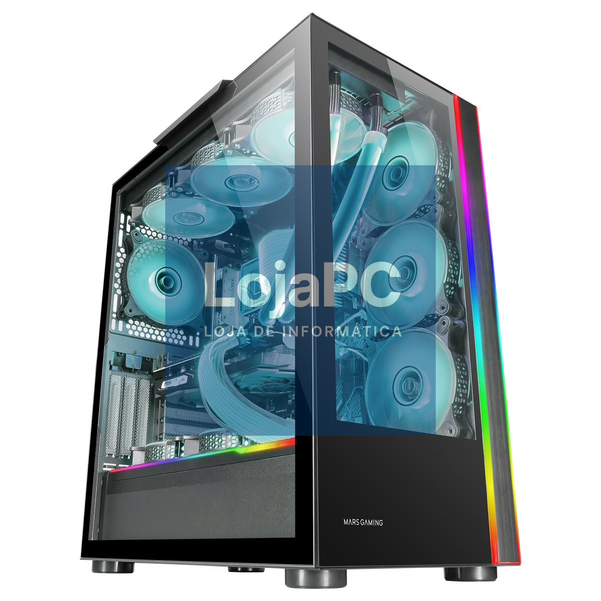 MARS GAMING MC-ULTRA XXL PREMIUM CUSTOM E-ATX CASE, ARGB DUAL STRIPES, DUAL VERTICAL CHAMBER, BLACK
