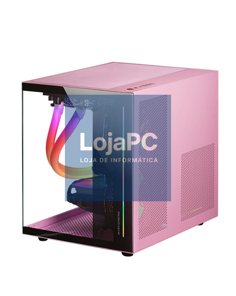 MARS GAMING MC-VIEW MICRO-ATX FRAMELESS 90º TEMPERED GLASS, FULL WATER COOLING SUPPORT, PINK