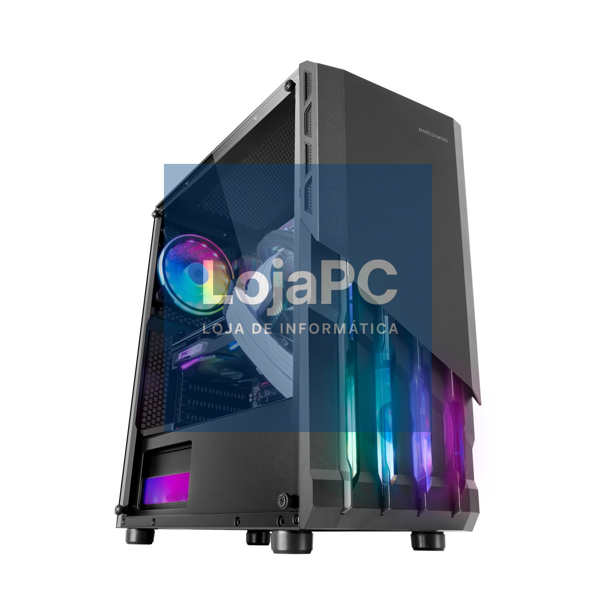 MARS GAMING MC-X2 ATX CASE, METAL FRONT, 2X 12CM FRGB FAN, WINDOW, USB 3.0, BLACK