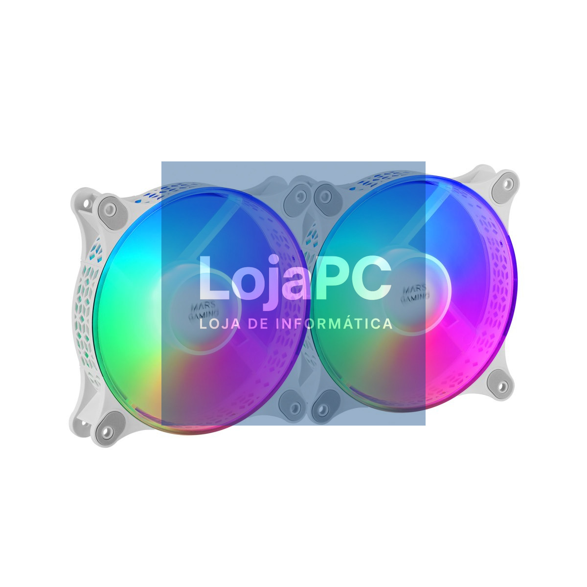 MARS GAMING MFDUO 12CM 2X FAN KIT, FRGB, FDB BEARING, ULTRA-SILENT, 3PIN+4PIN, WHITE
