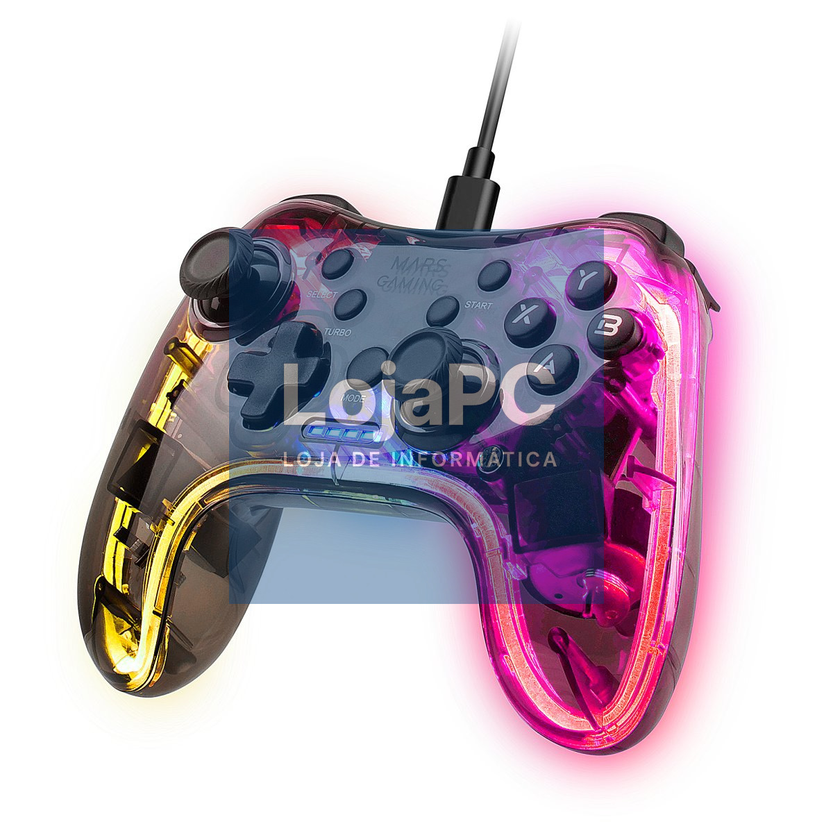 MARS GAMING MGP-C GAMEPAD, NEON RGB, DUAL HAPTIC, SWITCH, PC, MAC, PS3, ANDROID, RP PI