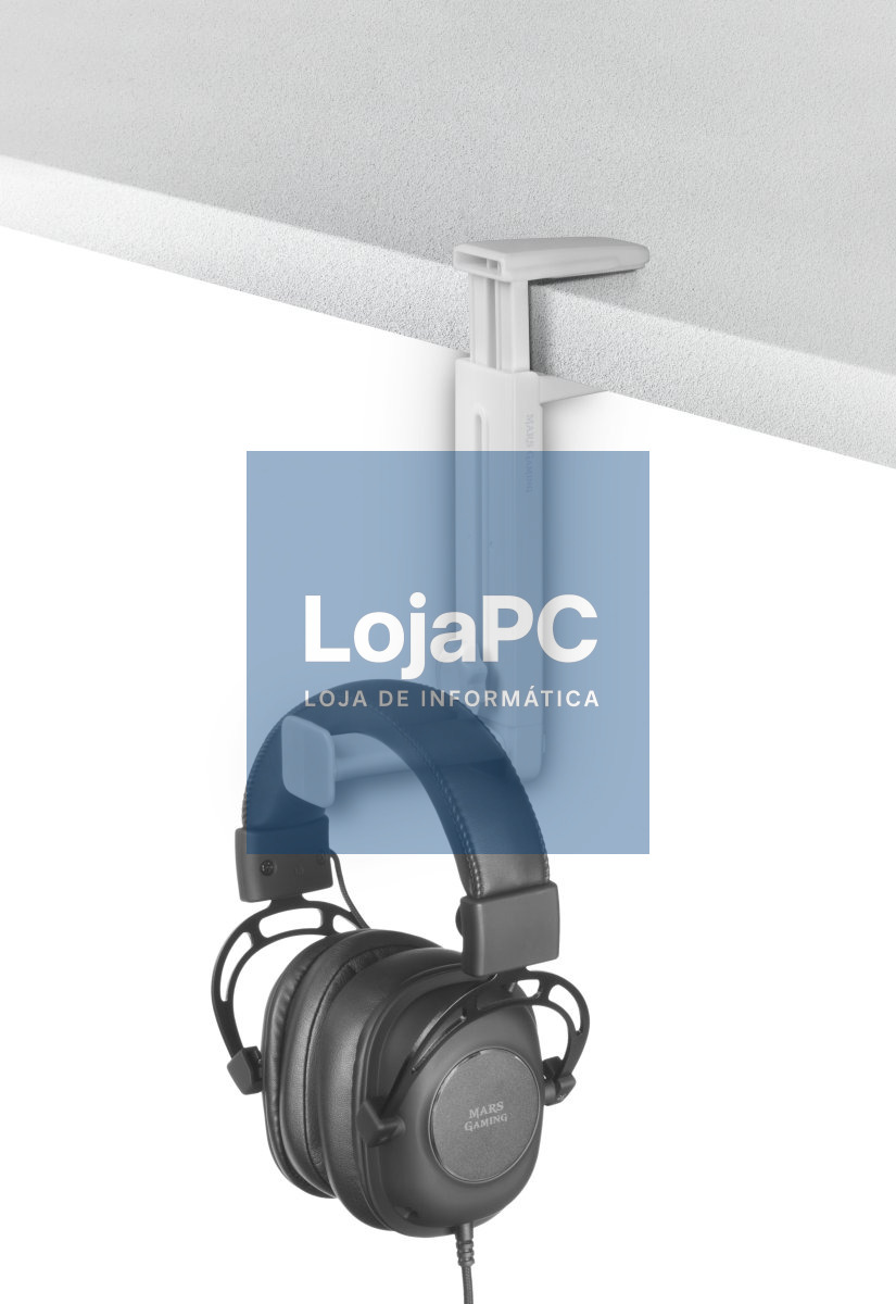 MARS GAMING MHH2 2IN1 HEADSET HOLDER + STAND, 360º, HOOK DESIGN, RUBBER PADS, WHITE
