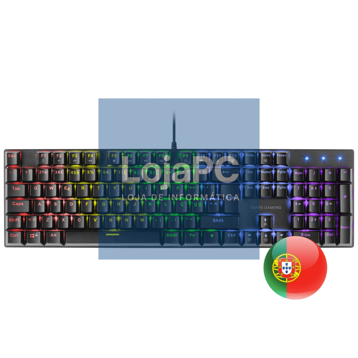 MARS GAMING MK422 MECHANICAL KEYBOARD, ANTI-DUST BLUE, FRGB, BLACK, PORTUGUESE