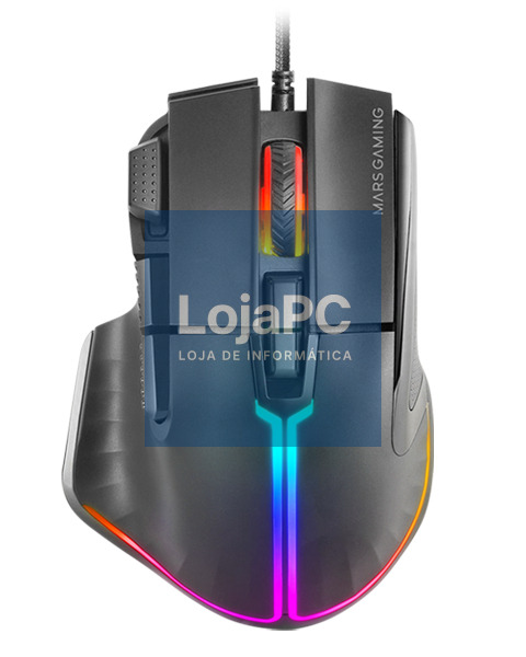 MARS GAMING MM-XT RGB GAMING MOUSE, 12800DPI, ERGO WITH THUMB REST, HUANO SWITCHES, SOFTWARE, BLACK