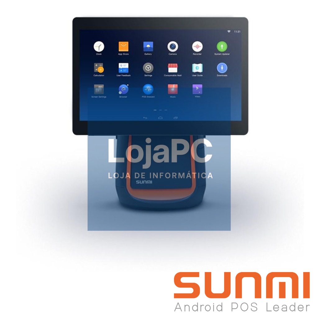 T2s, SUNMI OS, A9.0, tela mono de 15,6", 4GB +64GB, impressora de 80mm, Wi-Fi, adaptador EU, 1-Y