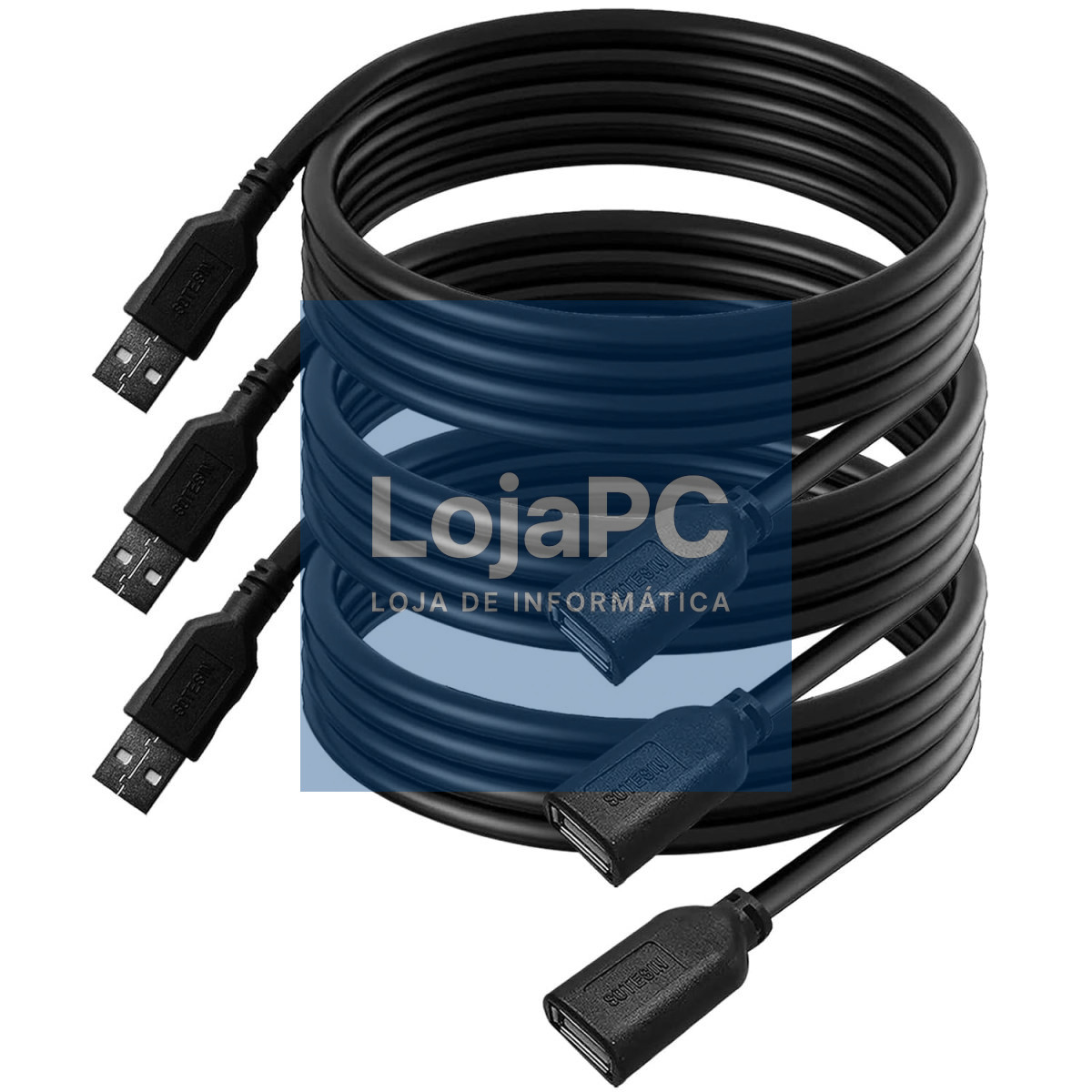 Cabo USB 2.0 ext A M/A F 5.00m Preto — imagem 2
