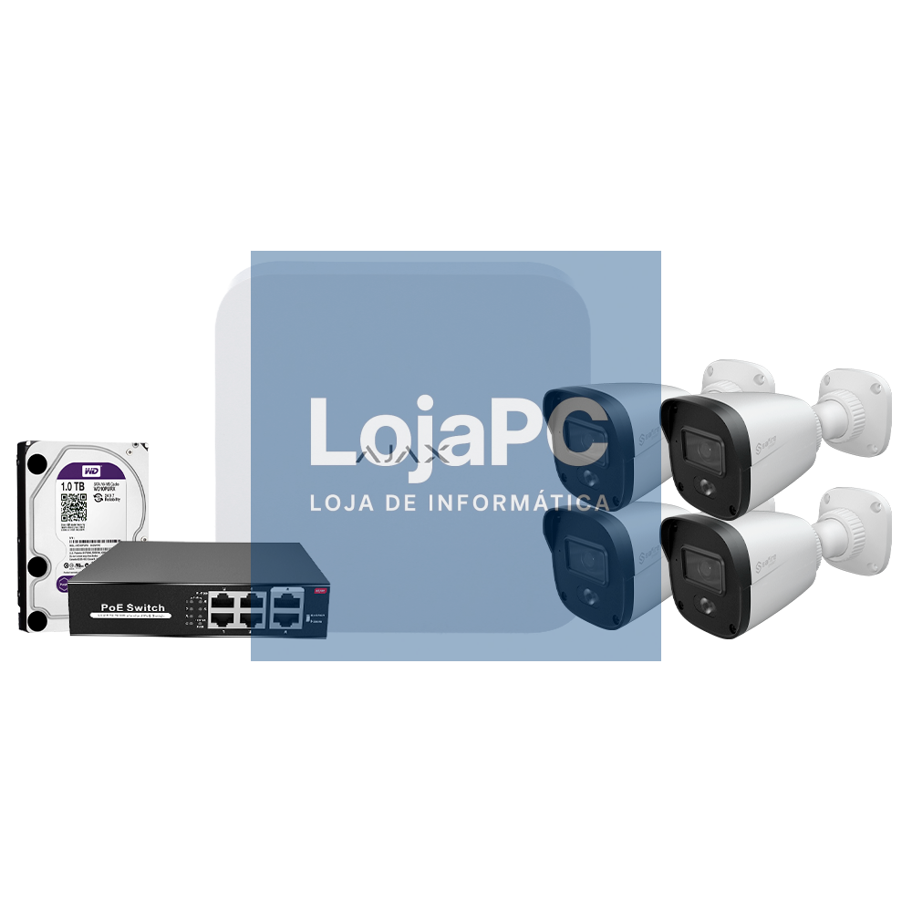 Kit de Videovigilância Ajax - GRAV 8CH+4CAM+Sw_POE+HDD1TB