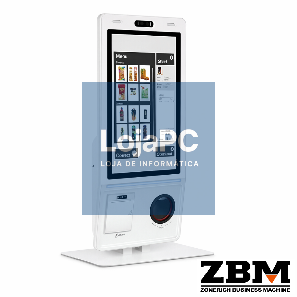 Quiosque ZQ-HM2700 27"+RK3568+2G+32G+80mm printer+2D Scan+NFC+EFT-POS stand White Color Android 11