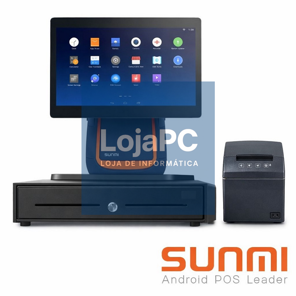 Pack Pos Sunmi T2S Android 9 / 15.6"  Capacitive Touch / 4GB RAM 64GB /  IImpressora 80mm / Gaveta C410F