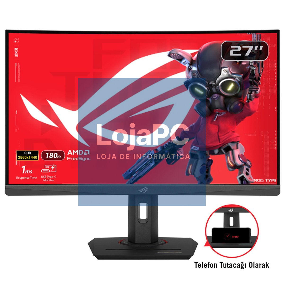ASUS ROG Strix XG27WCS 27inch Fast VA WLED Curved 1500R QHD 16:9 180Hz 400cd/m2 1ms HDMI DP USB-C Black (P)