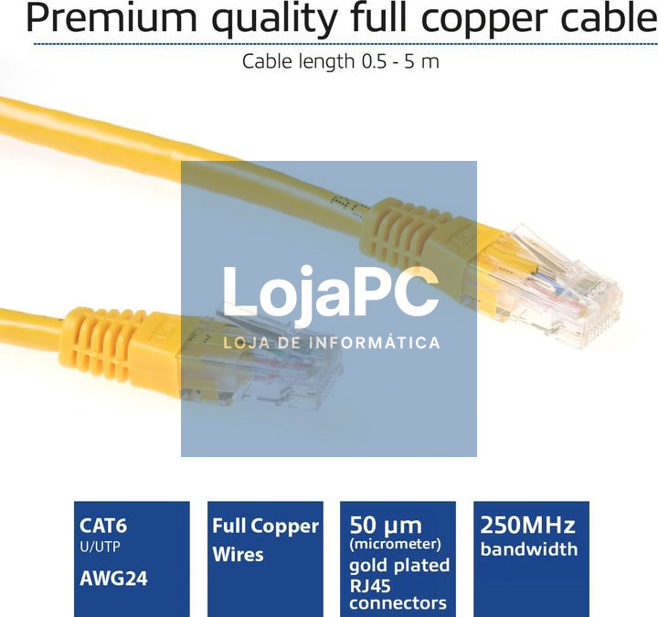 Chicote UTP RJ45 Cat6 3.00m Amarelo — imagem 3
