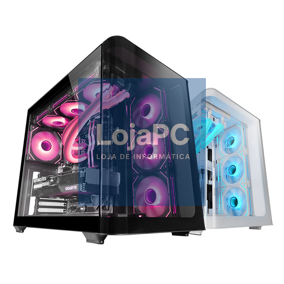 MARS GAMING MC-FUSION ATX COMPUTER CASE CONTINUOUS TEMPERED GLASS ROUNDED EDGES FULL WATERCOOLING SUPPORT WHITE