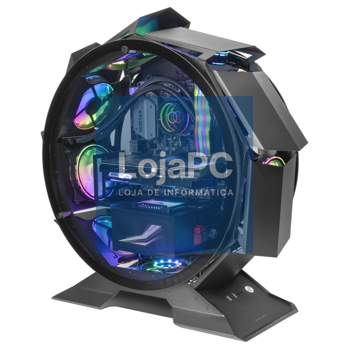 MARS GAMING MCORB PREMIUM CUSTOM MICRO-ATX CASE DUAL GLASS ROUND SHAPE BLACK