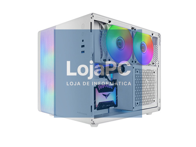 MARS GAMING MC400W PREMIUM MICRO-ATX CUBE CASE 3X FRGB FAN GLASS MESH WATERC. WHITE