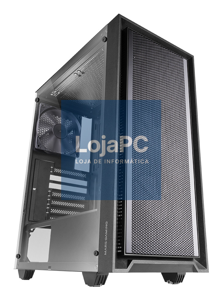 MARS GAMING MC-PMAX ATX COMPUTER CASE 4X120MM FDB FANS FRONT MESH TEMPERED GLASS SIDE PANEL DUAL CHAMBER DESIGN BLACK
