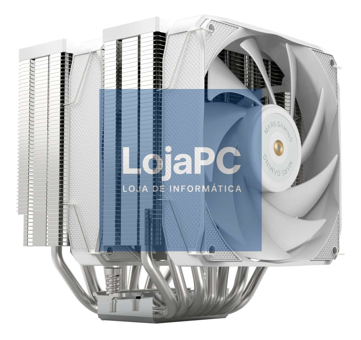 MARS GAMING MCPU-XU9 CPU COOLER DUAL TOWER 2X FDB COPPER PWM ULTRASILENT HYBRID FANS 9X HEATPIPE BPH ULTRA TECH 400W TDP WHITE