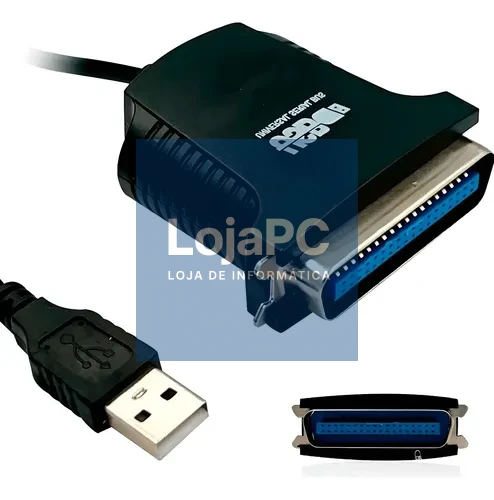 Cabo Conversor DDigital USB para Paralelo Preto
