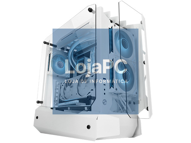 MARS GAMING MC-EDGE OPEN AIR ATX COMPUTER CASE TRIPLE TEMPERED GLASS PANELS WHITE