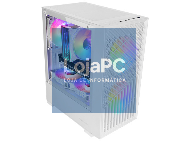 MARS GAMING MC-VORTEX MATX COMPUTER CASE GEOMETRIC MESH FRONT & TEMPERED GLASS SIDE PANEL 3X FRGB FANS DUAL CHAMBER DESIGN WHITE