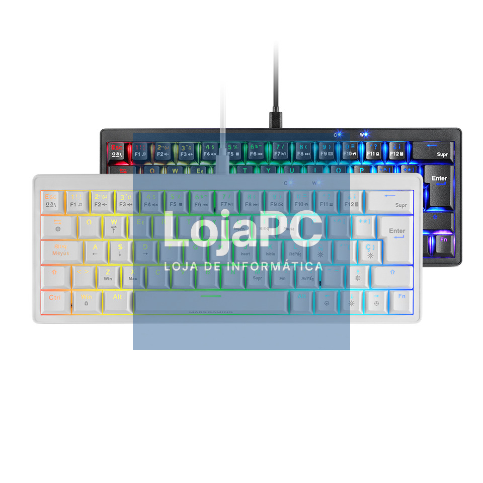 MARS GAMING MKMINIPRO HOT-SWAPPABLE RGB MECHANICAL 60 KEYBOARD LINEAR LUBRICATED SWITCHES SOFTWARE PORTUGUESE LAYOUT BLACK