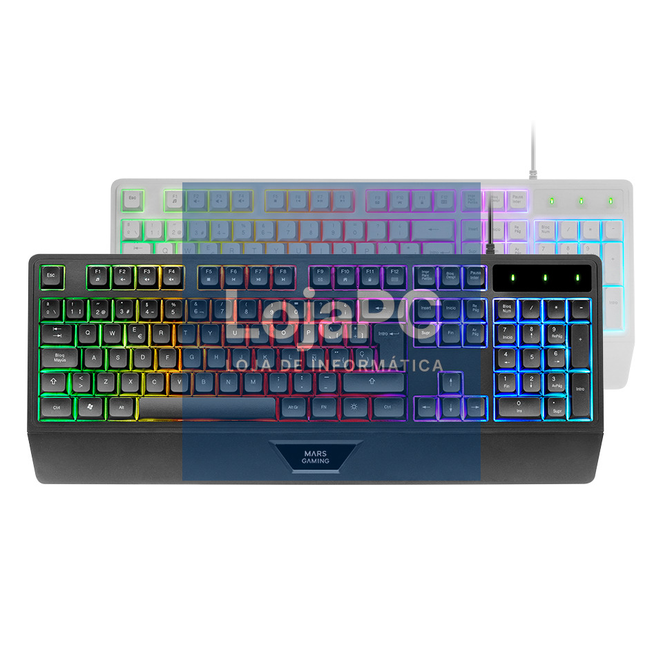 MARS GAMING MK124 H-MECH ERGONOMIC FULL KEYBOARD INTEGRATED PALM REST FRGB RAINBOW LIGHTING ADVANCED ANTI-GHOSTING MULTI-PLATFORM CO