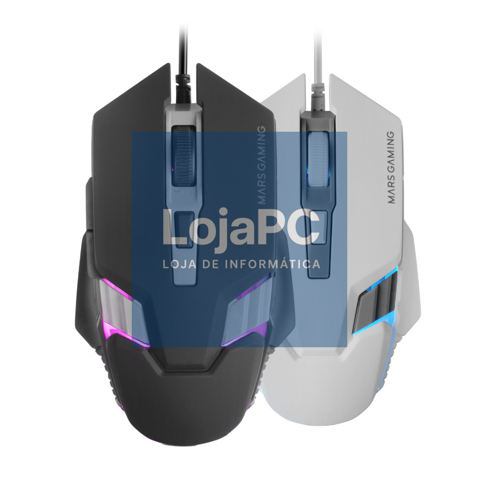MARS GAMING MM024 RGB GAMING MOUSE 4000DPI OPTICAL SENSOR MECHANICAL HUANO SWITCHES ON-THE-FLY 1200/2400/3200/4000DPI WHITE