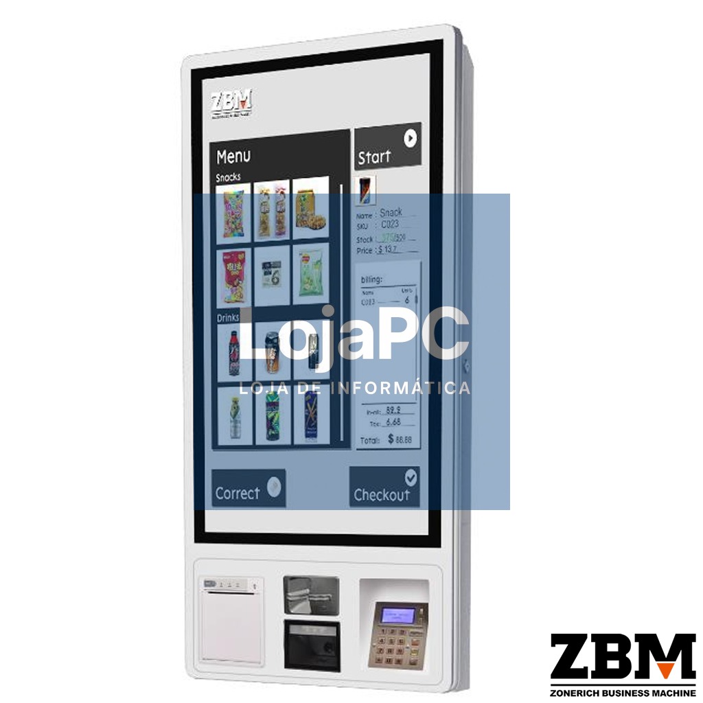 Quiosque ZQ-ST320 32" -  Intel J6412 / DDR4 8GB / 120GB SSD / Impressora 80MM / Leitor 2D / W11 PRO