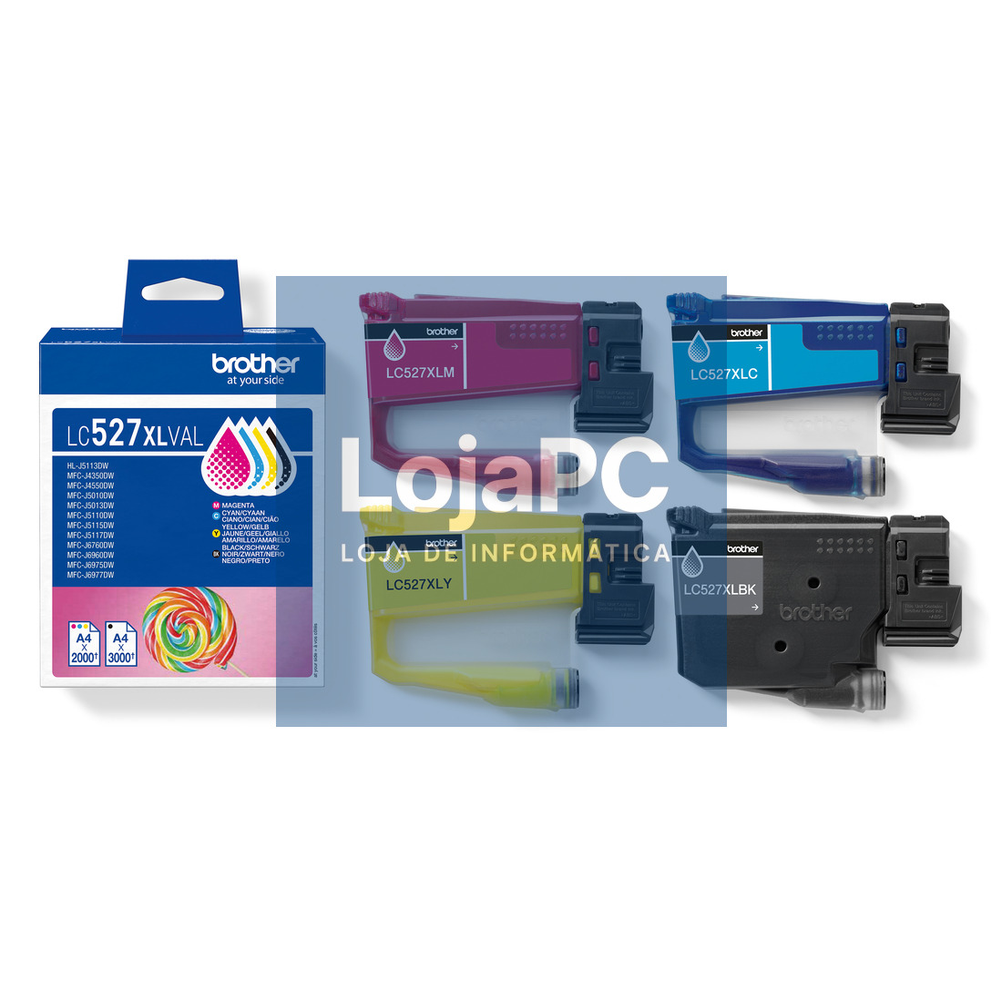 BROTHER LC527XLVAL Pack from 4 Cartridges MFCJ4350DW MFCJ4550DW