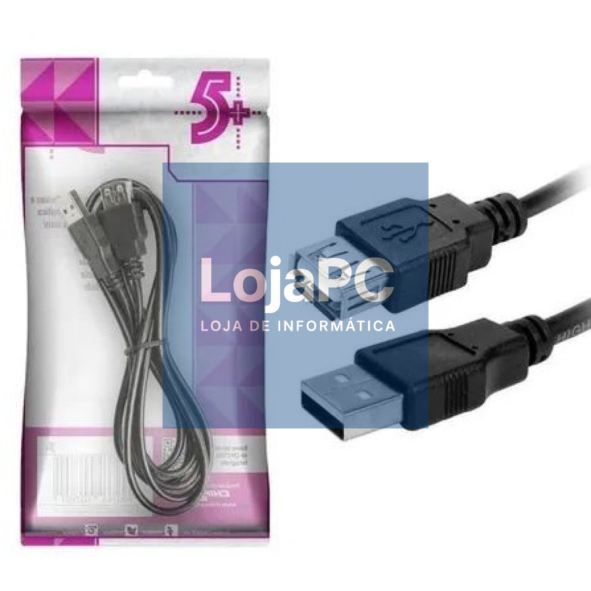 Cabo USB 2.0 tipo A/SuperminiB 4p 1.80m Preto — imagem 3