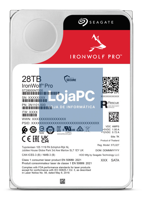 SEAGATE Ironwolf PRO Enterprise NAS HDD 28TB 7200rpm 6Gb/s SATA 256MB cache 8.9cm 3.5inch 24x7 for NAS RAID Rackmount systems BL