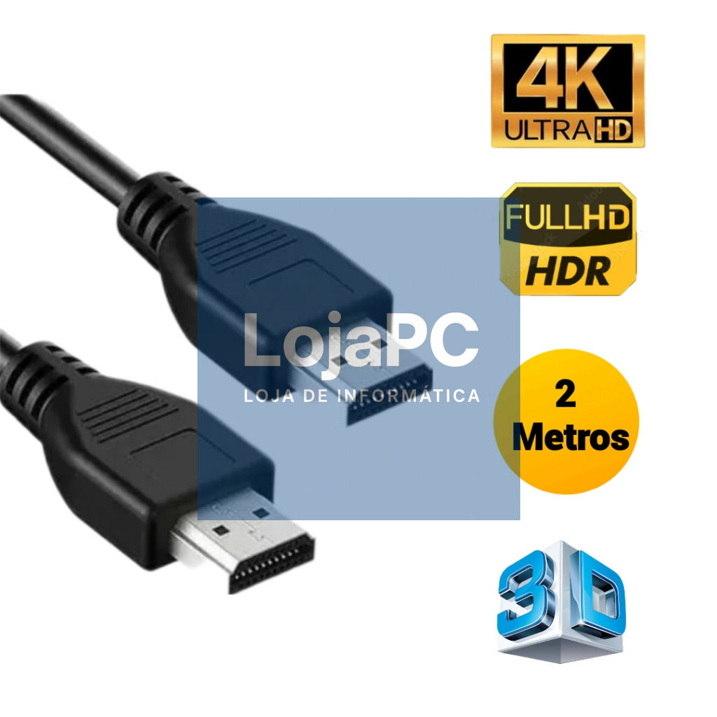 Cabo HDMI M/M 2mts Preto — imagem 2