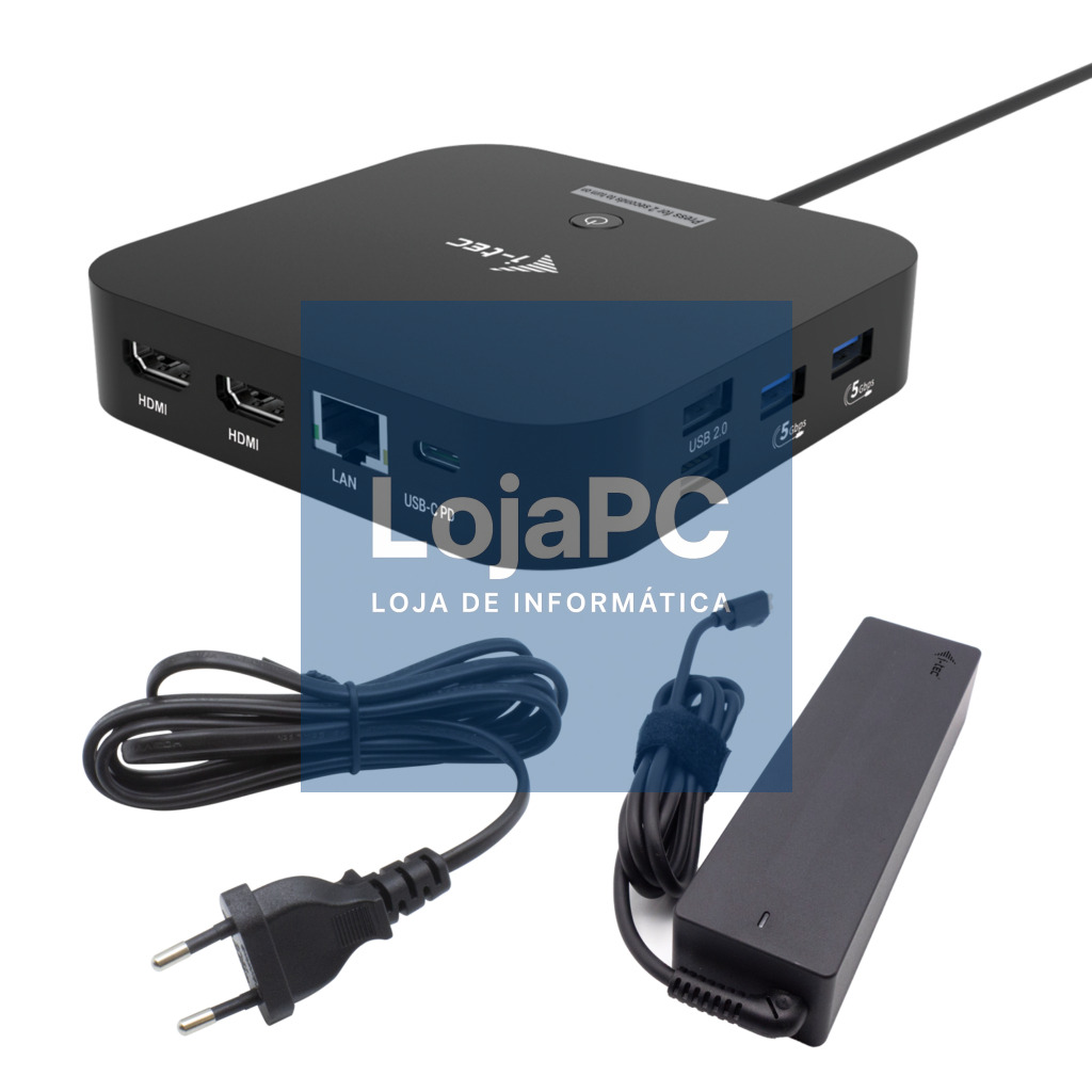 I-TEC USB-C Dual HDMI DS 2xHDMI 1xGLAN 2xUSB-A 3.2 2xUSB 2.0 1xUSB-C Gen2 1xUSB-C Gen1 1xAudio/Mic Jack 1x100W USB-C PD+Charger 100W