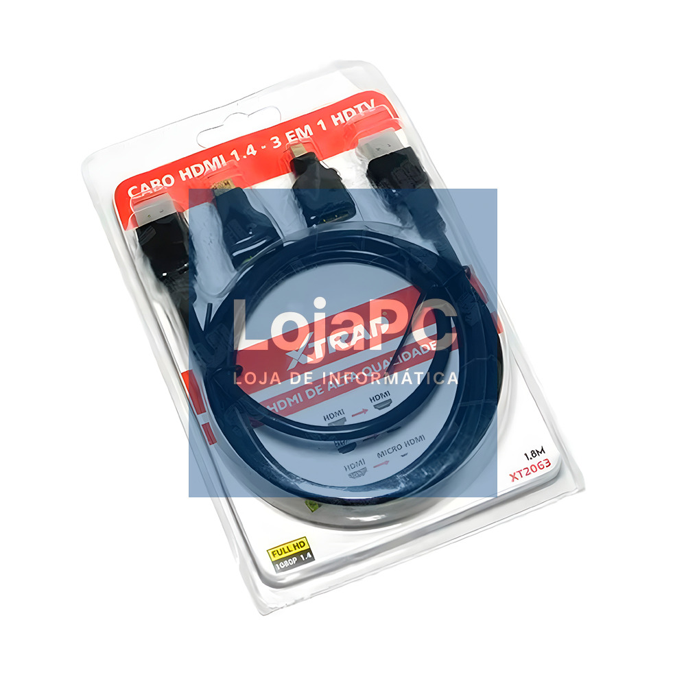 Cabo HDMI p/ micro HDMI 1.80 m Preto — imagem 3