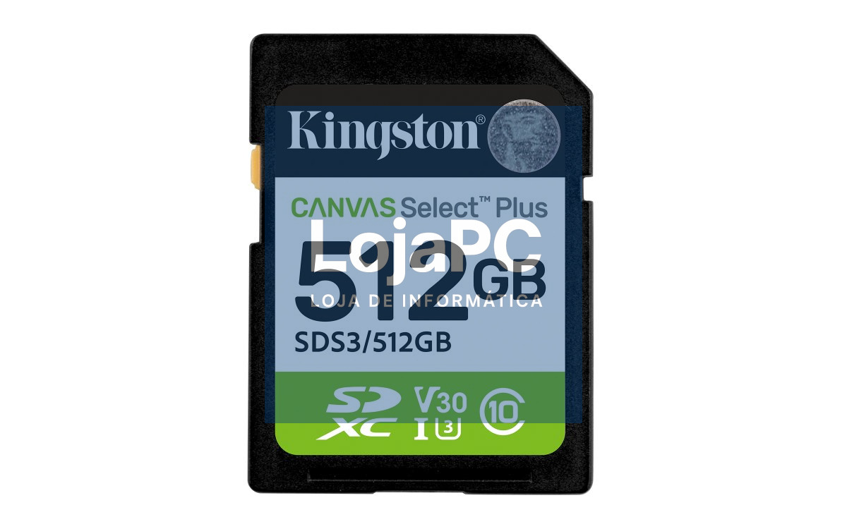 KINGSTON 512GB SDXC Canvas Select Plus Gen3 150MB/s C10 UHS-I U3 V30