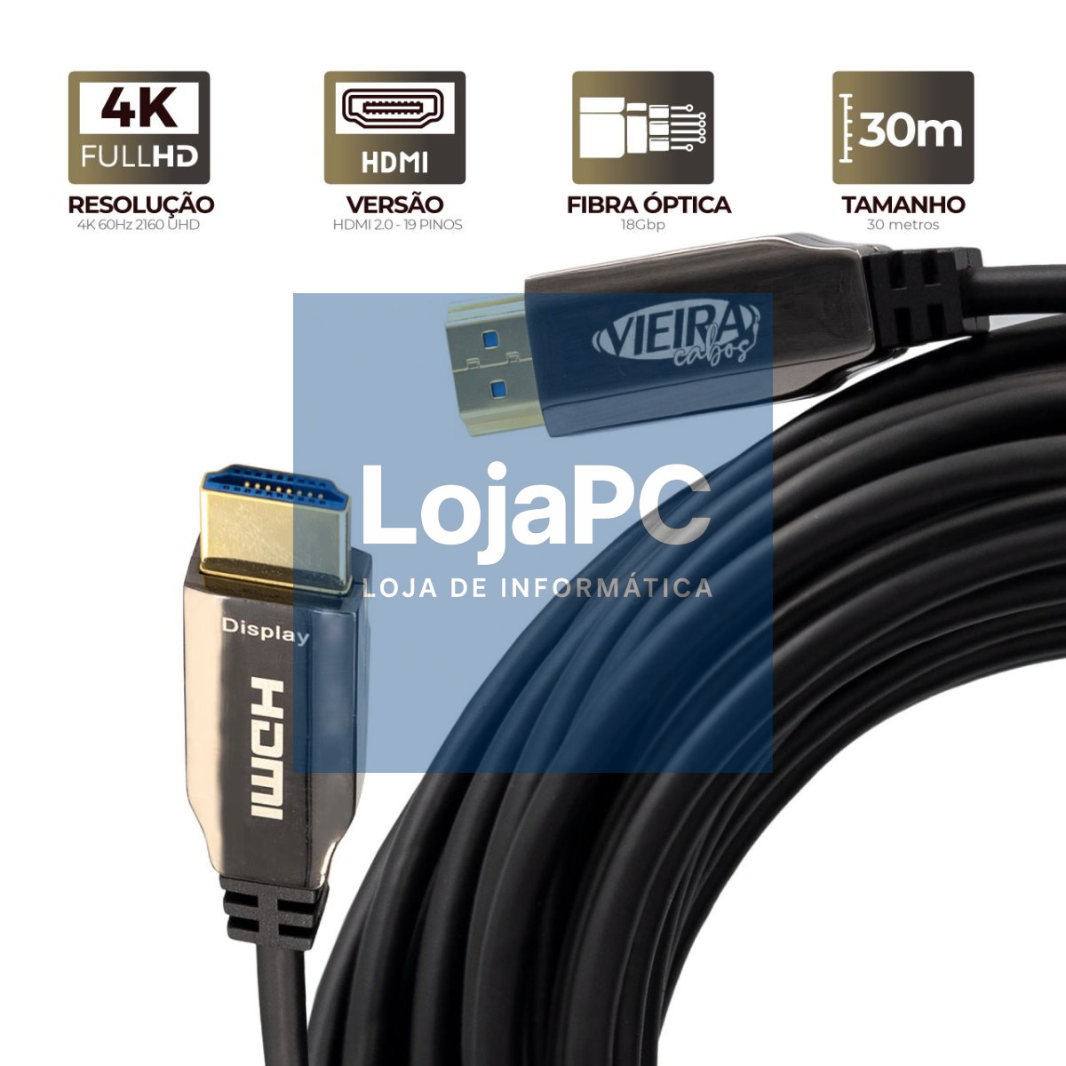 Cabo HDMI M/M 30 mts Preto — imagem 2