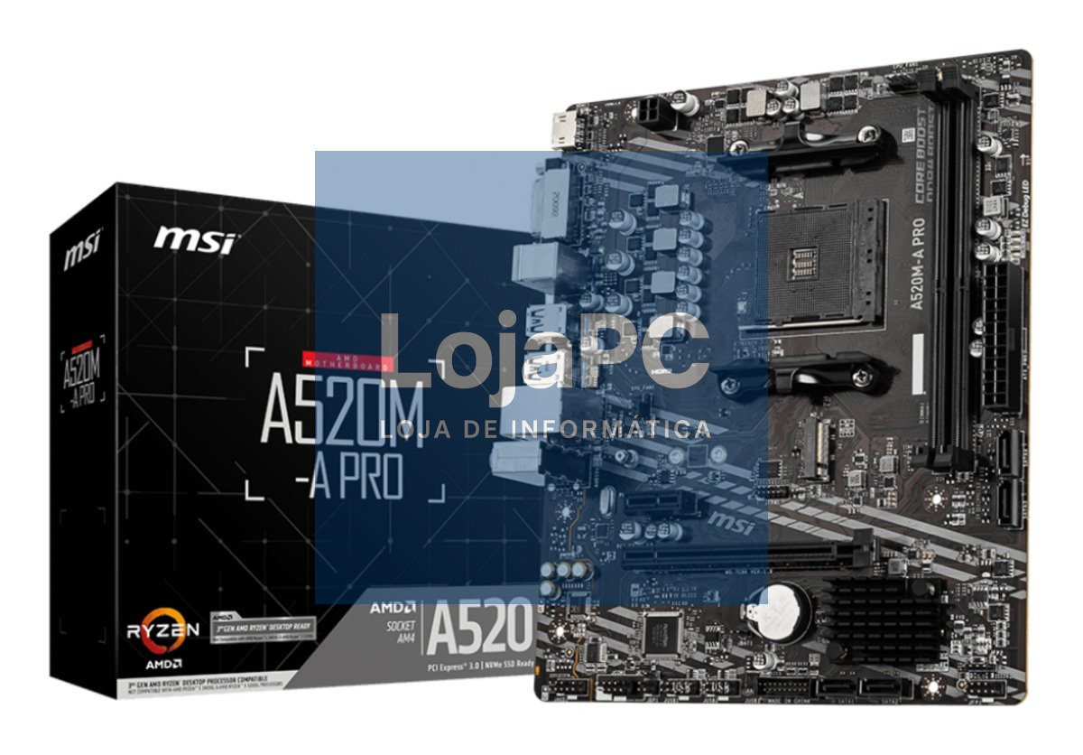 MSI A520M-A PRO AM4 2xDDR4 HDMI/DVI mATX MB