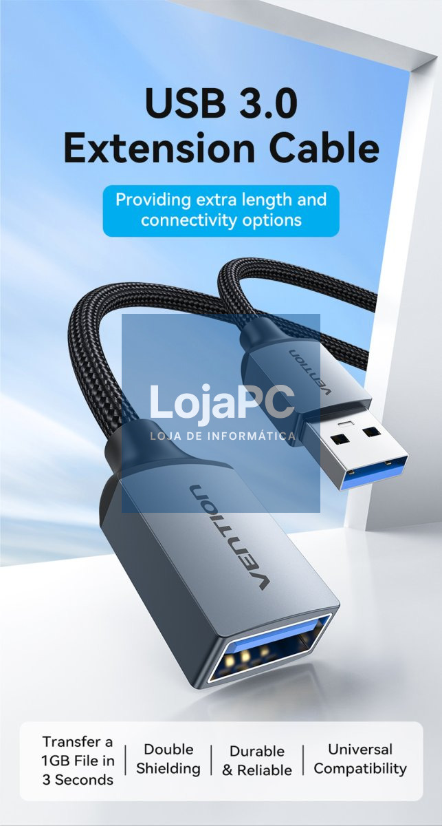 Extension cable USB 3.0 Type-A male to Type-A female 1.5 m Preto