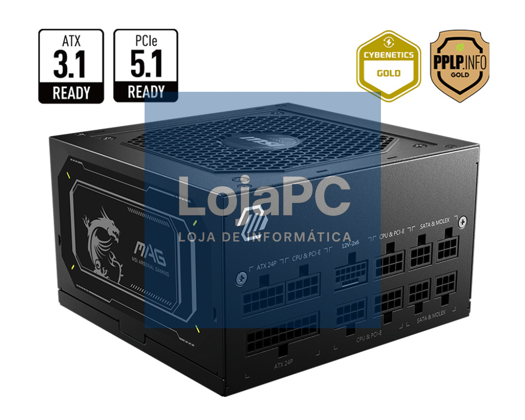 MSI MAG A850GL PCIE5 II 850W Plus Gold ATX3.1 PFC Activ Power Supply