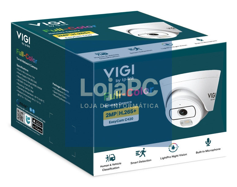 TP-LINK VIGI 2MP Full-Color Turret Network Camera EasyCam C420 4mm 