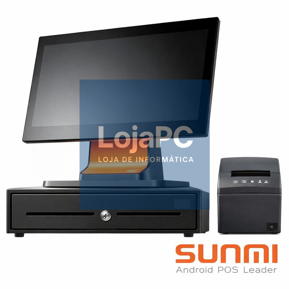 Pack Pos Sunmi D2s Lite Android 11 / 15.6"  Capacitive Touch / 3GB RAM 32GB /  Impressora TP-80N-M USB + LAN / Gaveta C410F