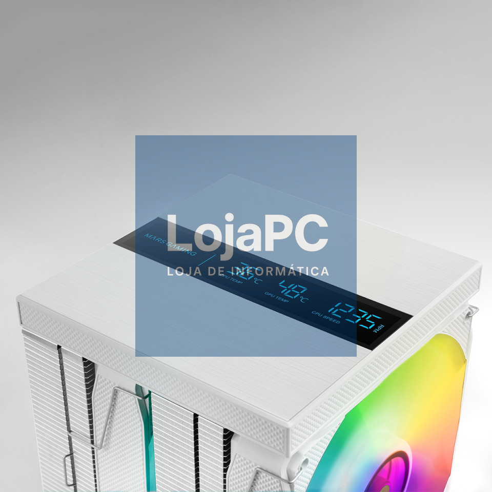 MARS GAMING MCPU-LCDPRO DUAL TOWER CPU COOLER LCD DISPLAY 2X 120MM 380W TDP ARGB INFINITY MIRROR INTEL&AMD WHITE