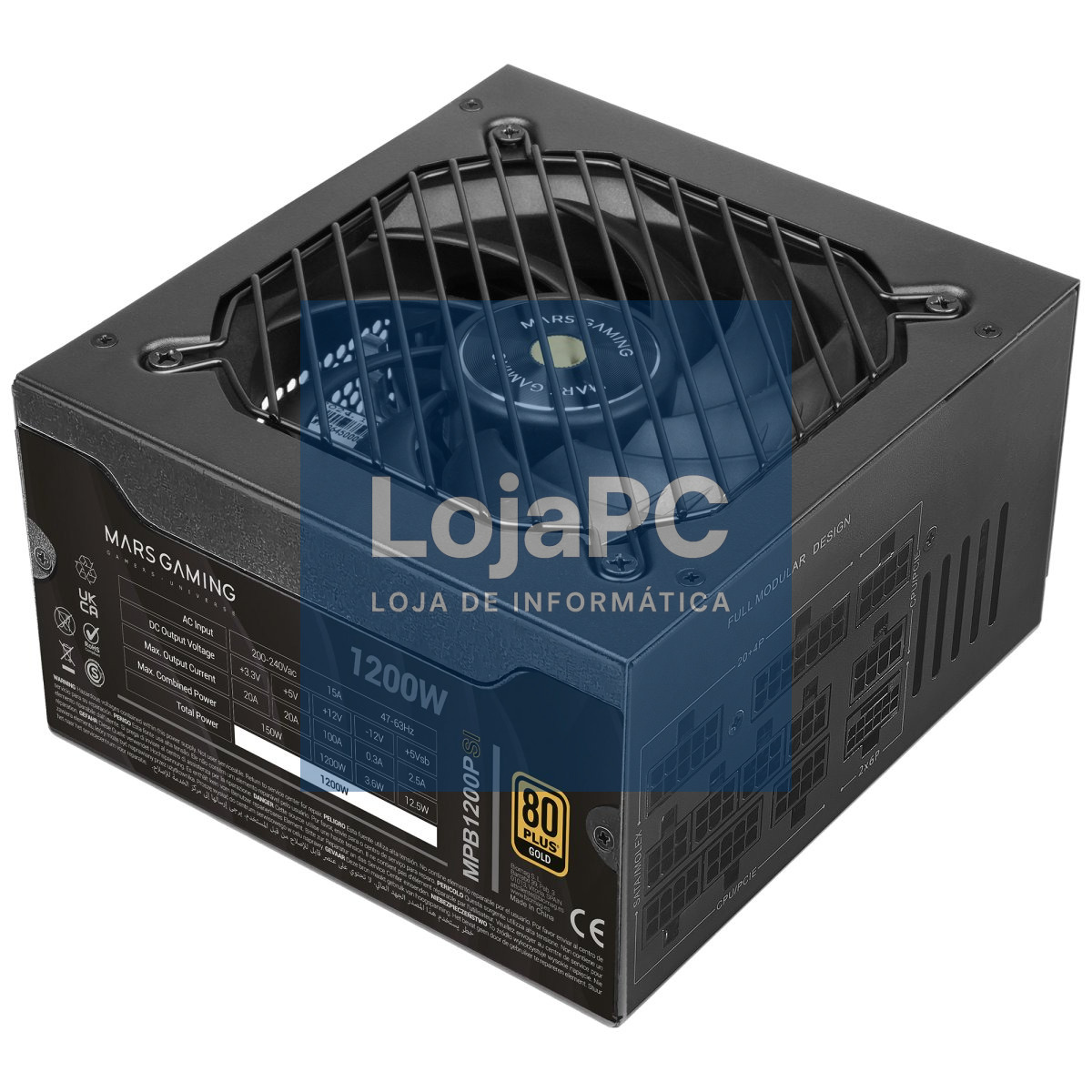 MARS GAMING MPB1200PSI 1200W FULL MODULAR ATX 3.1 PSU 80PLUS GOLD 10 YEARS BLACK