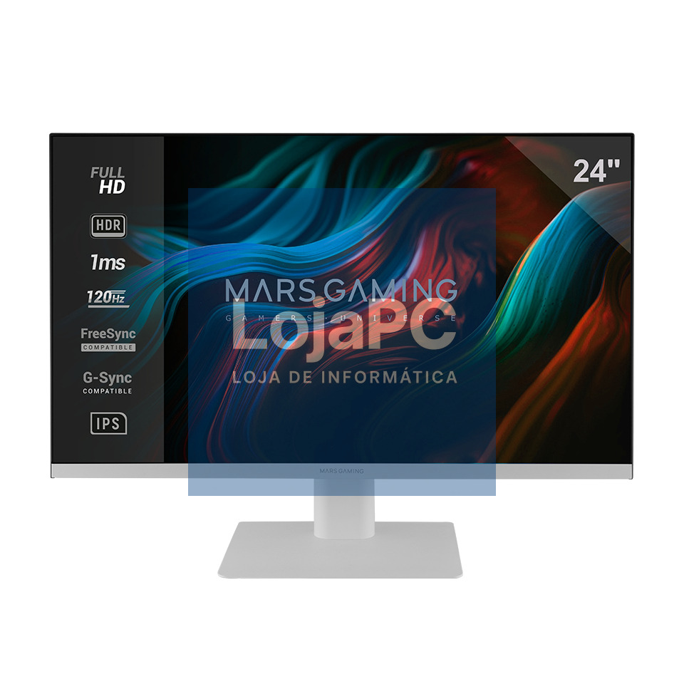 MARS GAMING MV-24 24inch FRAMELESS SLIM MONITOR ERGONOMIC WHITE