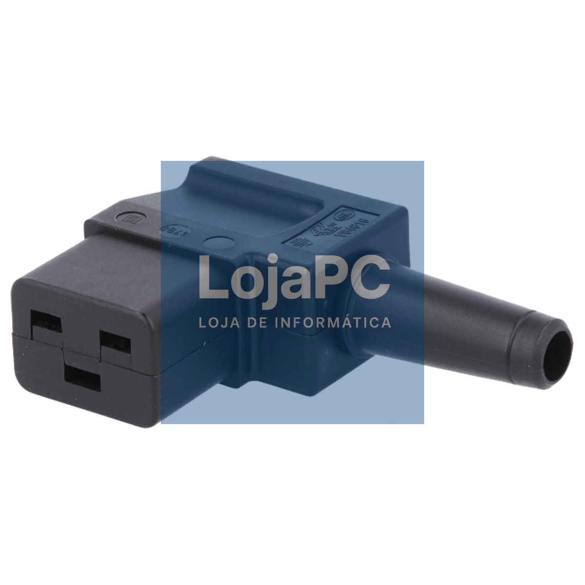 Conector alimentação p/cabo F- IEC C19 (16A) Angulado Preto