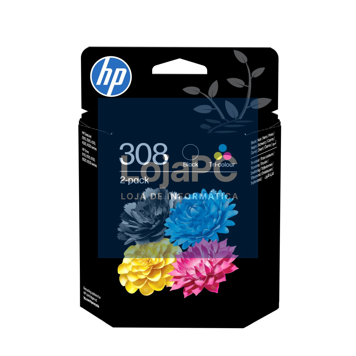 HP 308 Black/Tri-Color Original Ink Cartridge Combo 2-Pack