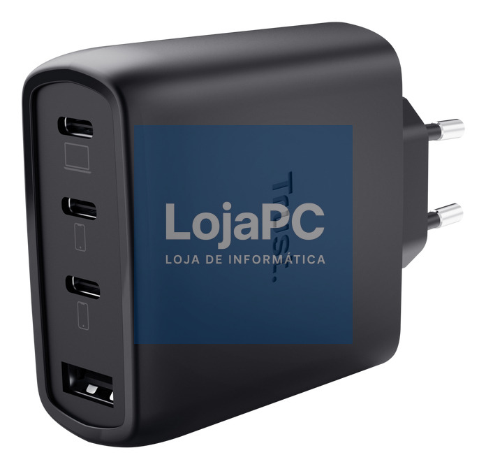 TRUST MAXO USB 65 Watt GAN 4-Port Charger 3 USB-C + 1 USB-A + Cable Black