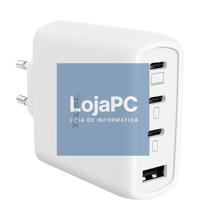 TRUST MAXO USB 65 Watt GAN 4-Port Charger 3 USB-C + 1 USB-A + Cable White