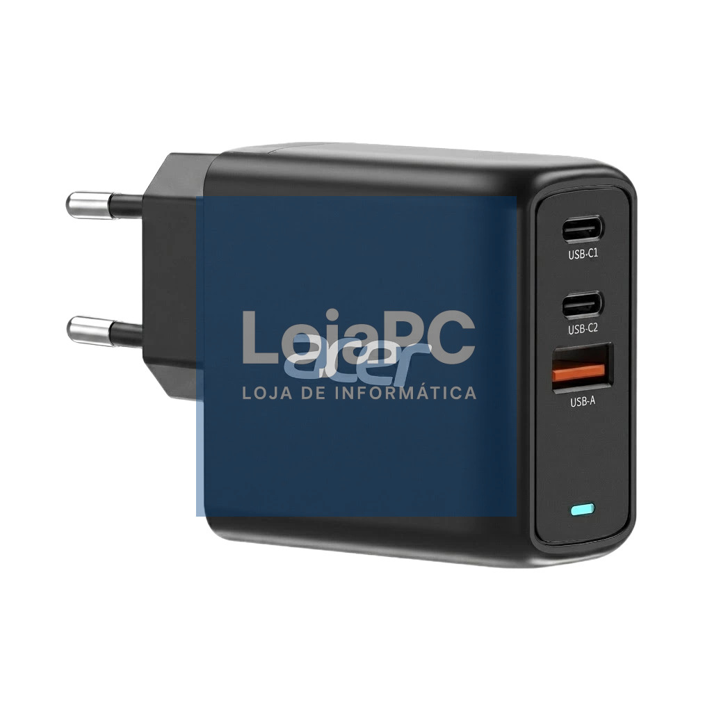 ACER 67W PD GaN Charger 2x USB C and 1x USB A EU Plug 100W USB C cable Black Retail Pack